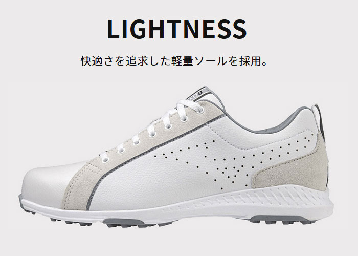 ミズノ ゴルフシューズ エムジーユー LE 51GM2280 メンズ スパイクレス シューズ 3E相当 25.5cm ホワイト(01)