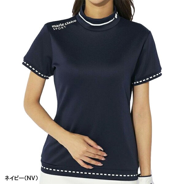 【レディース】マリ・クレール 半袖 モックネックシャツ カットソー 734-600 marie claire マリクレール 734600 2024年秋冬モデル 秋冬ウェア 春夏ウェア 女性用
