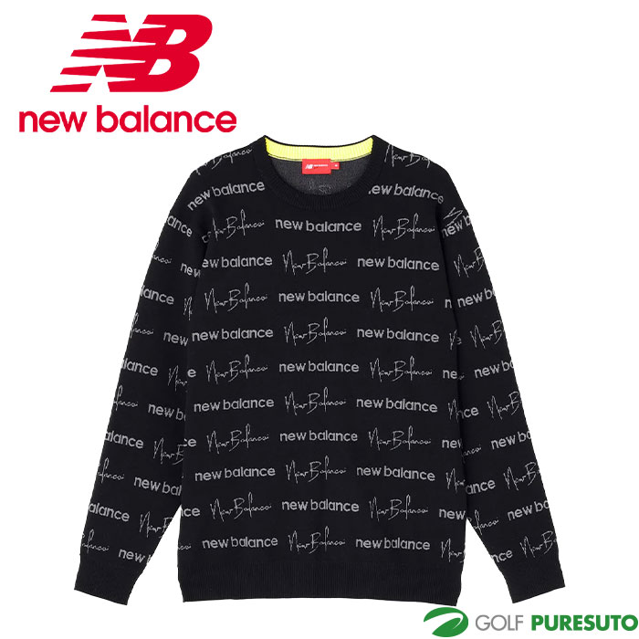 ニューバランス ゴルフ ロゴラッピングペーパー柄 クルーネック ニット プルオーバー 012-5270003 ゴルフウェア トップス 2025年秋冬モデル Newbalance GOLF