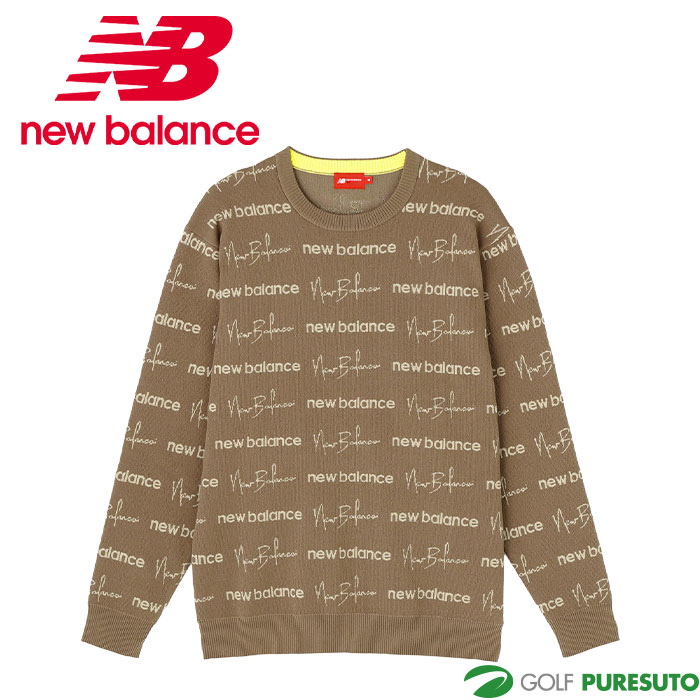 ニューバランス ゴルフ ロゴラッピングペーパー柄 クルーネック ニット プルオーバー 012-5270003 ゴルフウェア トップス 2025年秋冬モデル Newbalance GOLF