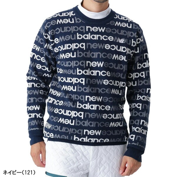 ニューバランス ゴルフ 長袖 クルーネック ニット プルオーバー アップサイドダウンロゴボーダー メンズ 012-5270004 2025年秋冬モデル New Balance Golf 秋冬ウェア トップス セーター ゴルフウェア 吸湿発熱