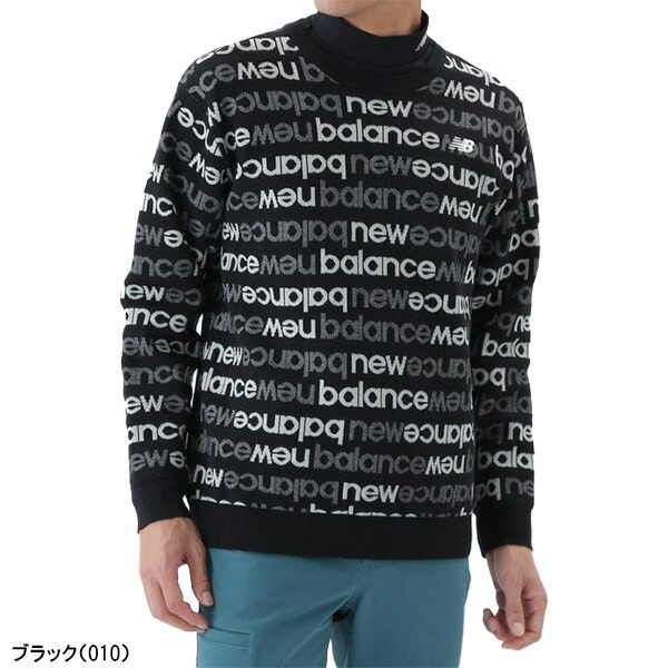 ニューバランス ゴルフ 長袖 クルーネック ニット プルオーバー アップサイドダウンロゴボーダー メンズ 012-5270004 2025年秋冬モデル New Balance Golf 秋冬ウェア トップス セーター ゴルフウェア 吸湿発熱