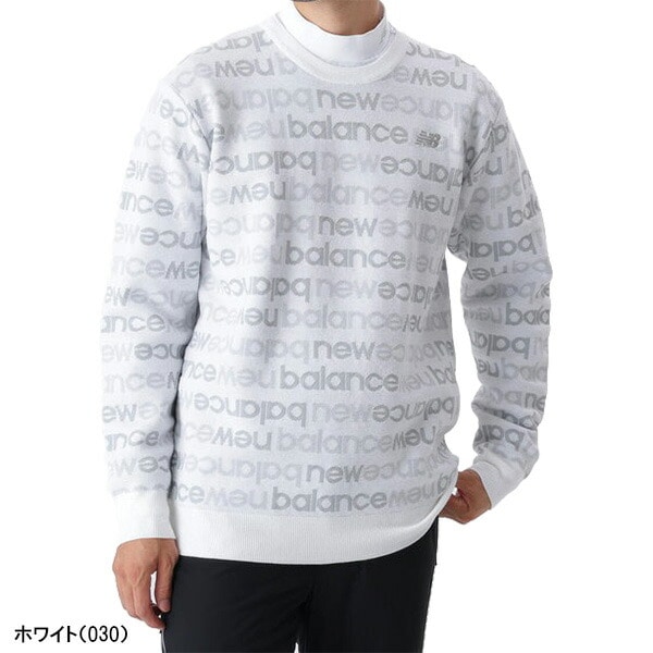ニューバランス ゴルフ 長袖 クルーネック ニット プルオーバー アップサイドダウンロゴボーダー メンズ 012-5270004 2025年秋冬モデル New Balance Golf 秋冬ウェア トップス セーター ゴルフウェア 吸湿発熱