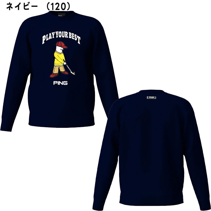 ピン ゴルフ Mr.PING ジャカード クルーネック ニット プルオーバー 621-5270902 ゴルフウェア トップス 2025年秋冬モデル PING GOLF Mサイズ グレー (020)