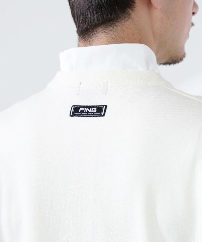 ピン ゴルフ Mr.PING ジャカード クルーネック ニット プルオーバー 621-5270902 ゴルフウェア トップス 2025年秋冬モデル PING GOLF Mサイズ グレー (020)