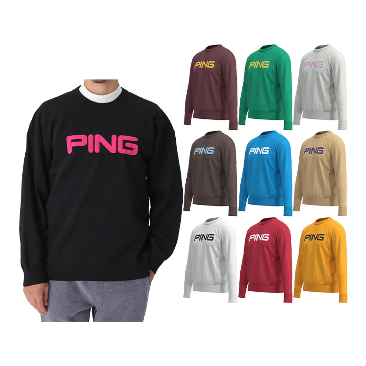 ピン ゴルフ 10カラー クルーネック ニット プルオーバー 621-5270903