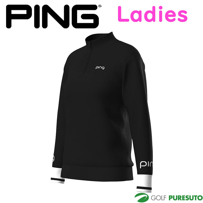【レディース】ピン ゴルフ ハーフジップ 袖ロゴ ジャカードニット 622-5275900 ゴルフウェア トップス 2025年秋冬モデル PING GOLF