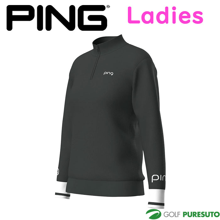 【レディース】ピン ゴルフ ハーフジップ 袖ロゴ ジャカードニット 622-5275900 ゴルフウェア トップス 2025年秋冬モデル PING GOLF