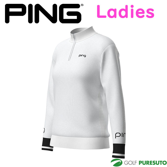 【レディース】ピン ゴルフ ハーフジップ 袖ロゴ ジャカードニット 622-5275900 ゴルフウェア トップス 2025年秋冬モデル PING GOLF