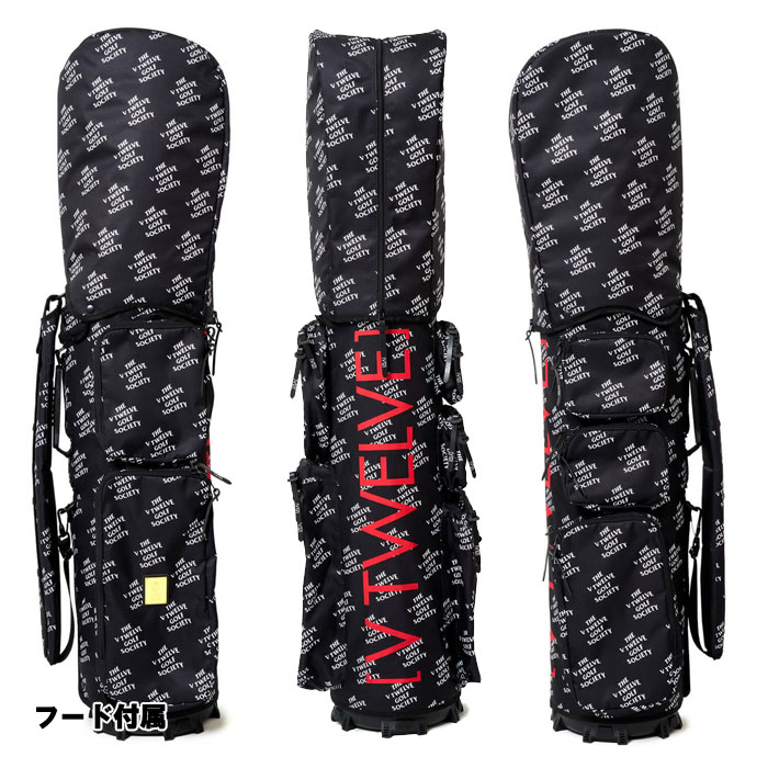 V12 ゴルフ 9.5型 キャディバッグ TVGS 9.5 柄 着せ替え可能 ラップテック Wraptec ロゴデザイン V122220CV01M おしゃれ メンズ レディース ユニセックス【CHM】 - ブラック