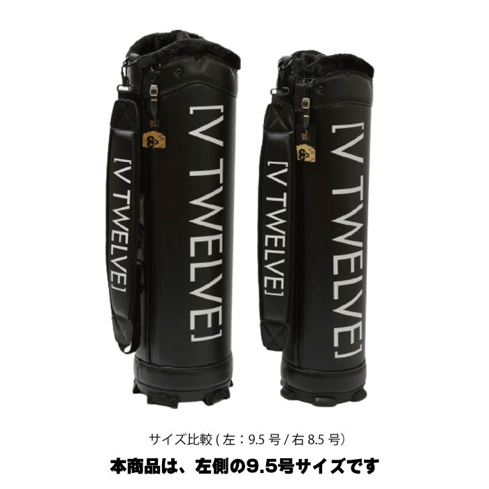 V12 ゴルフ 9.5型 キャディバッグ TVGS 9.5 柄 着せ替え可能 ラップテック Wraptec ロゴデザイン V122220CV01M おしゃれ メンズ レディース ユニセックス【CHM】 - ブラック