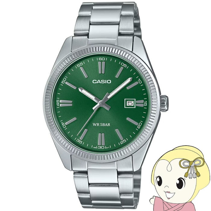 在庫あり　腕時計 カシオ スタンダード グリーンフェイス MTP-1302D-3AJF 3針アナログ デイトカレンダー メタルバンド メンズ 腕時計 チープカシオ