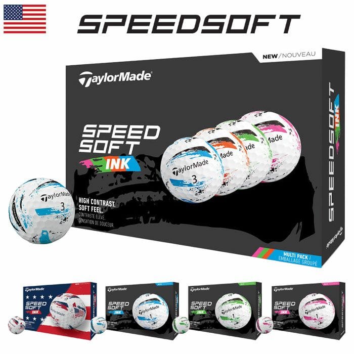 テーラーメイド 2025 SpeedSoft Ink スピードソフト ゴルフボール ソフトアイオノマー 2層構造 USA直輸入品