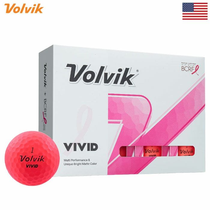ボルビック Volvik ゴルフボール 2025 BCRF Vivid Pink Golf Balls ピンク 3ピース 1ダース(12球入) 2025年モデル USA直輸入品 並行輸入品 USモデル ゴルフ