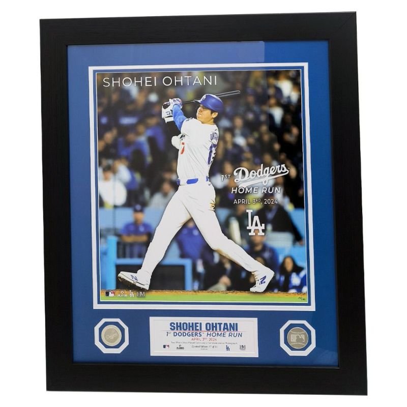 大谷翔平 ドジャース 移籍後初ホームラン記念 特大フォトフレーム 約70×60cm 世界限定50点 シリアルナンバー入り 限定コイン2種付属 稀少 激レア プレミア 2024 LA Dodgers SHOHEI OHTANI PHOTOGRAPH