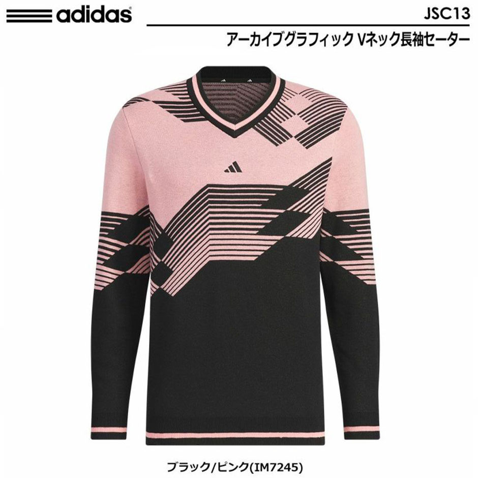 アディダス アーカイブグラフィック Vネック長袖セーター JSC13 メンズ ゴルフウェア 2024秋冬モデル adidas 日本正規品