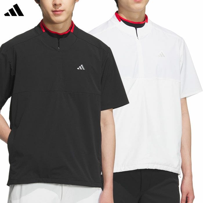 アディダス アディゼロ 撥水 ハーフジップ 半袖ウィンドウ KTN24 メンズ ゴルフウェア トップス モデル adidas 日本正規品 2025春夏