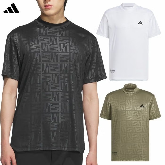 アディダス BOSロゴ柄デボス モックネック 半袖シャツ KVH25 メンズ ゴルフウェア ゴルフ 2025春夏モデル adidas 日本正規品