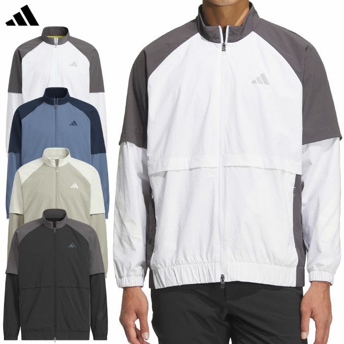 アディダス ビヨンド ザ コース 撥水 カラーブロック フルジップ トラックジャケット JUW92 メンズ ゴルフウェア ゴルフ 2025秋冬モデル adidas 日本正規品