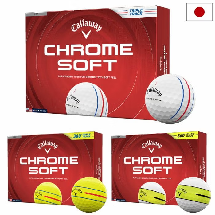 キャロウェイ CHROME SOFT TRIPLE TRACK / 360° YELLOW STRIPE ゴルフボール 1ダース 12球入 Callaway ゴルフ 2026年モデル ゴルフボール 日本正規品