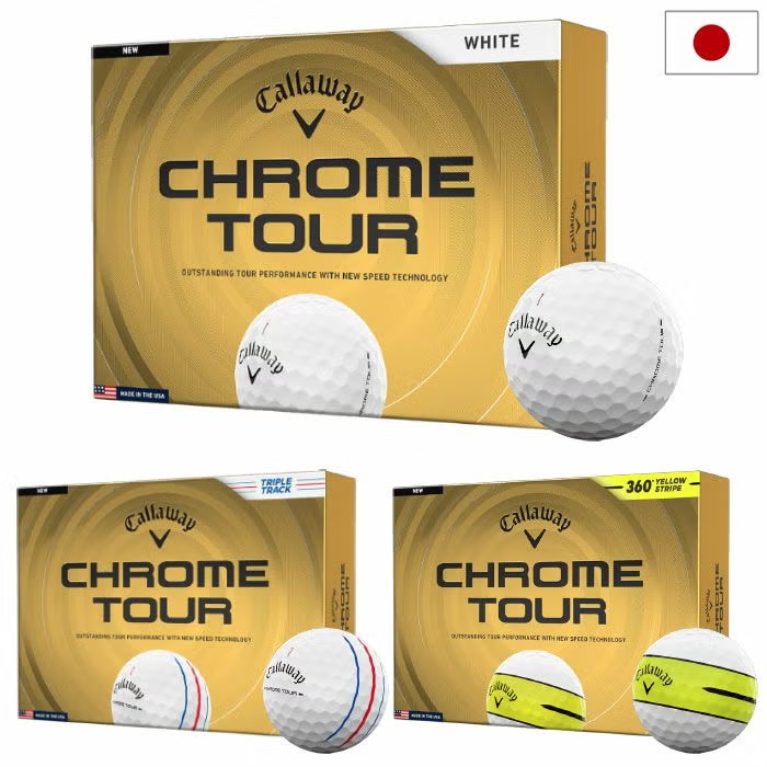 キャロウェイ CHROME TOUR / TRIPLE TRACK / 360° YELLOW STRIPE ゴルフボール 1ダース 12球入 Callaway ゴルフ 2026年モデル ゴルフボール 日本正規品