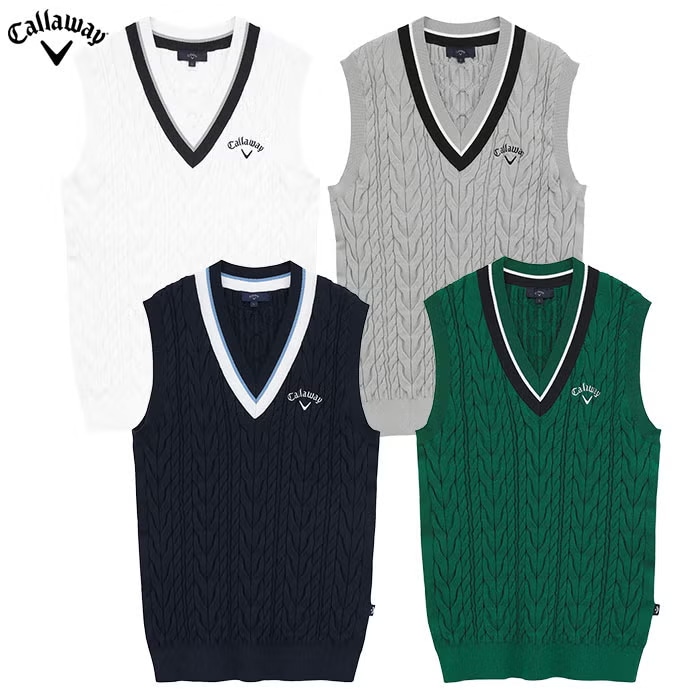 キャロウェイ ミニケーブル編みVネックニットベスト C26119100 メンズ Callaway ゴルフウェア 2026春夏モデル 日本正規品