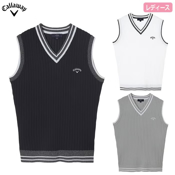 キャロウェイ リブ編みVネックニットベスト C26119200 レディース Callaway ゴルフウェア 2026春夏モデル 日本正規品