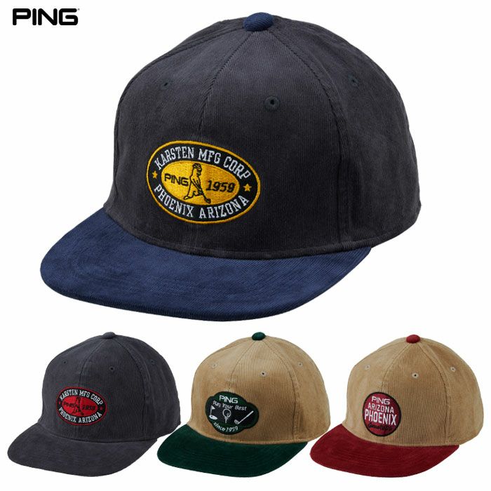 PING ピン HW-N2507 コーデュロイフラットビルキャップ メンズ ゴルフ 帽子 2025秋冬モデル 日本正規品