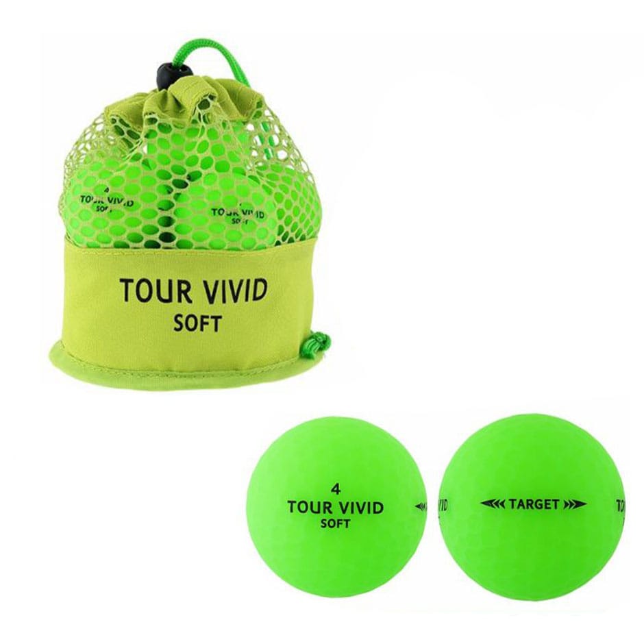 ゴルフボール ゴルフ ボール TOUR VIVID SOFT PEARL ツアー ビビット ソフト パール 2ピース ディスタンス 1ダース 12球  メッシュバッグ入り 蛍光 グリーン レッド カラーボール 目立つ 高反発