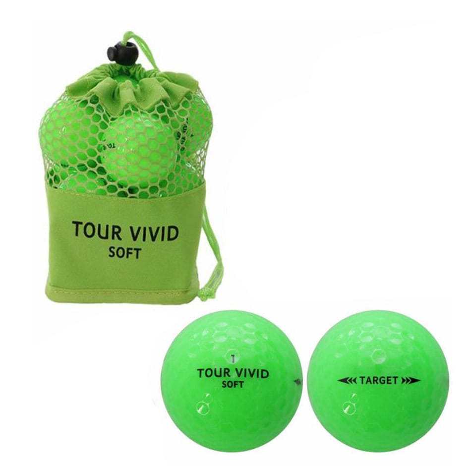 ゴルフボール ゴルフ ボール TOUR VIVID SOFT PEARL ツアー ビビット ソフト パール 2ピース ディスタンス 1ダース 12球 メッシュバッグ入り 蛍光 グリーン レッド カラーボール 目立つ 高反発 golf