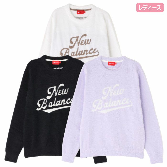 ニューバランス スクリプトロゴ フェザーヤーン クルーネック ニット プルオーバー 012-5270504 レディース 長袖 ゴルフウェア newbalance 2025秋冬モデル 日本正規品