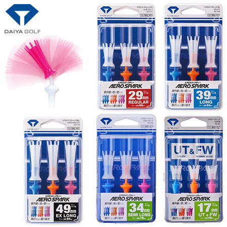 DAIYA GOLF エアロスパークティー TE-407 TE-408 TE-409 TE-410 3本入 ダイヤゴルフ 日本正規品
