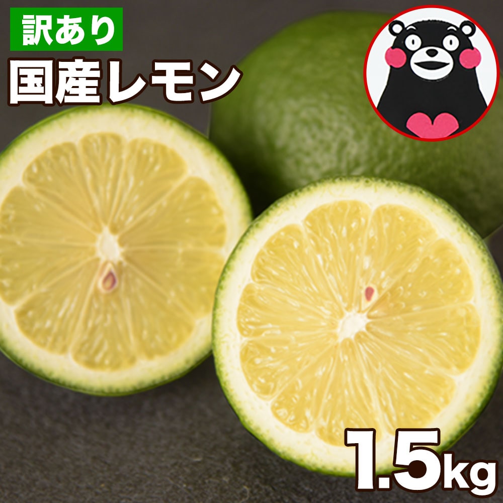 熊本産 レモン 訳あり 1.5kg 送料無料 【2箱で1箱おまけ】防腐剤不使用 防カビ剤不使用 ノーワックス 国産 remon れもん リスボンレモン 皮ごと サイズ不選別 フルーツ 檸檬 レモン水 熊本 《9月中旬-9月末に出荷予定(土日祝除く)》_-rg_wlemon_j9_26_1444_1500g