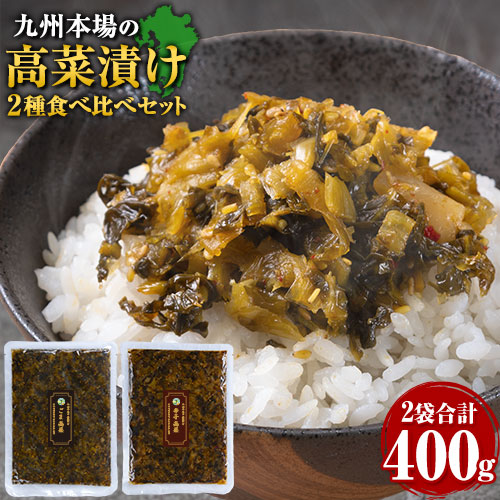 辛子高菜 ごま高菜 2種 食べ比べセット 計 400g 九州産 国産 1000円ポッキリ 送料無料 高菜チャーハン たかな つまみ 漬物 おつまみ お手軽 お試し ≪1-5営業日出荷予定（土日祝日を除く)≫ _-rgk_takana2i_ｓ_24_1000_400g