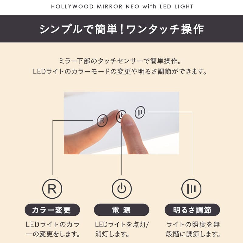 LEDライト付きドレッサー2点セット ホワイト