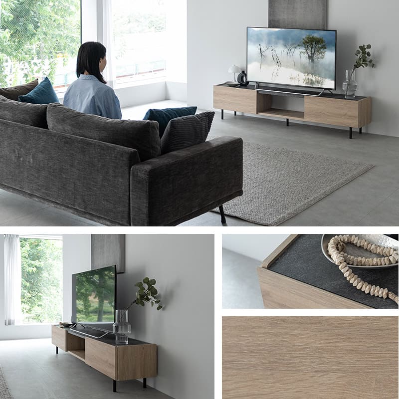 テレビボード テレビ台 ローボード 幅180 大型テレビ対応 石目調 木目調 TVボード TV台 TVラック テレビラック リビング収納 収納棚 AVラック リビング ロータイプ 脚付き 収納 DVD レコーダー オーディオ ゲーム 収納家具 おしゃれ STONOAK 新生活 オーク 幅180cm