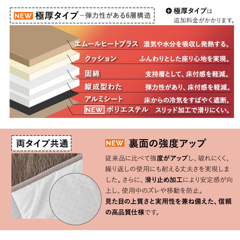 ラグ ラグマット カーペット 絨毯 130×190cm 1.5畳 長方形 洗える 吸湿発熱 極暖 あったか 暖かい 冬用 防寒対策 寒さ対策 ボリューム 敷きパッド マット 寝具 ふわふわ もこもこ 秋冬 エムールヒートプラス 無地 北欧 敬老の日 クリスマス ギフト 送料無料 ブラウン ノーマルタイプ