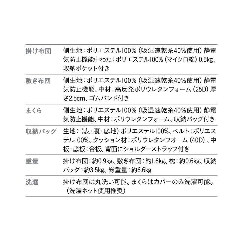 寝具コンビニ 布団4点セット コンパクト 省スペース 収納 バッグ付き 折りたたみ 掛け敷き枕 布団セット セミシングル 掛け布団 敷き布団 枕 まくら ピロー 組布団 布団 ふとん アウトドア キャンプ 車中泊 避難 防災 隔離 自宅 オフィス 施設 来客 送料無料 エムール グレー
