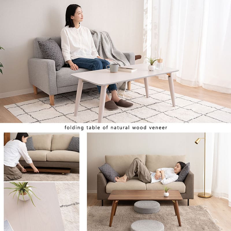 天然木の折りたたみテーブル ウォルナット