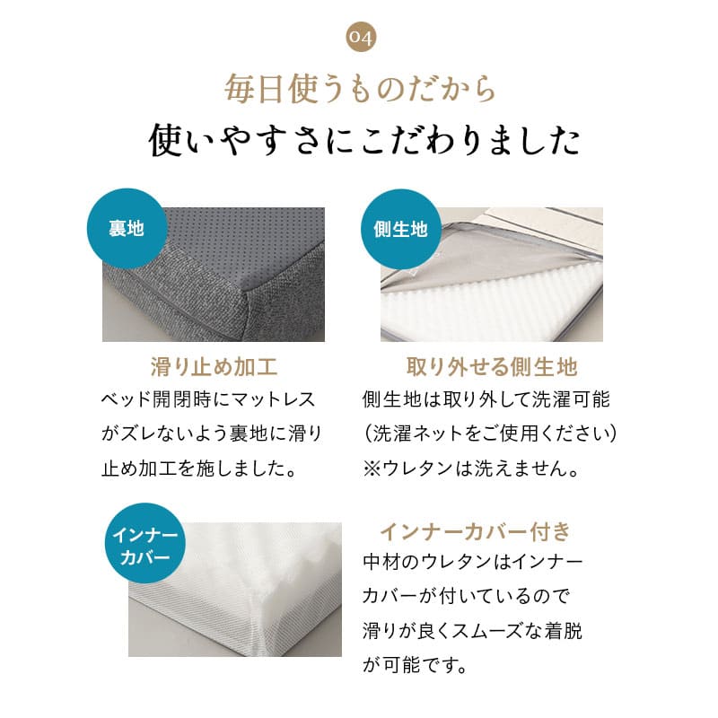 折りたたみベッド 専用 マットレス 幅65cm コンパクトショート 3つ折り 折りたたみ 2層構造 極厚 滑り止め 高反発 高弾性 ウレタン 三つ折り 完成品 フィット 折り畳みベッド 簡易ベッド 収納 省スペース 子供 狭小住宅 来客用 避難 北欧 新生活 アイボリー