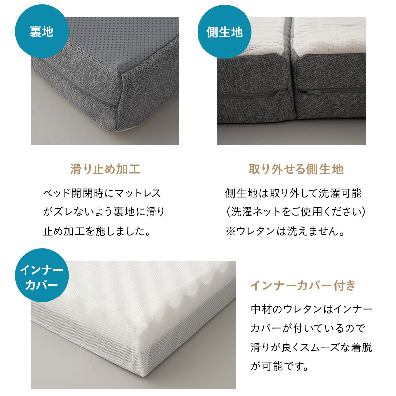 折りたたみベッド 専用 マットレス シングル 3つ折り 折りたたみ 2層構造 極厚 滑り止め 高反発 高弾性 ウレタン 三つ折り 完成品 フィット 折り畳みベッド シングルベッド 簡易ベッド 収納 コンパクト 省スペース 北欧 新生活 一人暮らし ギフト 送料無料 エムール アイボリー シングル