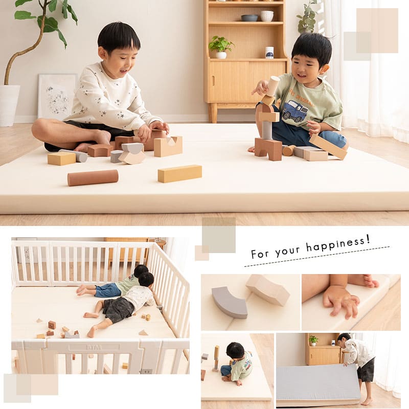 プレイマット シームレス 赤ちゃん 折りたたみ 撥水 140 180 200 大判 ベビーマット サークルマット お昼寝 マット ラグ 騒音緩和 ベビー 子供 キッズ クッションマット フロアマット フォルダーマット 保育園 折り畳み 持ち運び リビング おしゃれ アイボリー 200×140cm