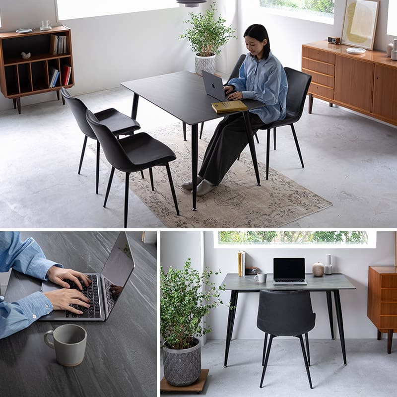 セラミックダイニングテーブル ダークストーン 幅120cm