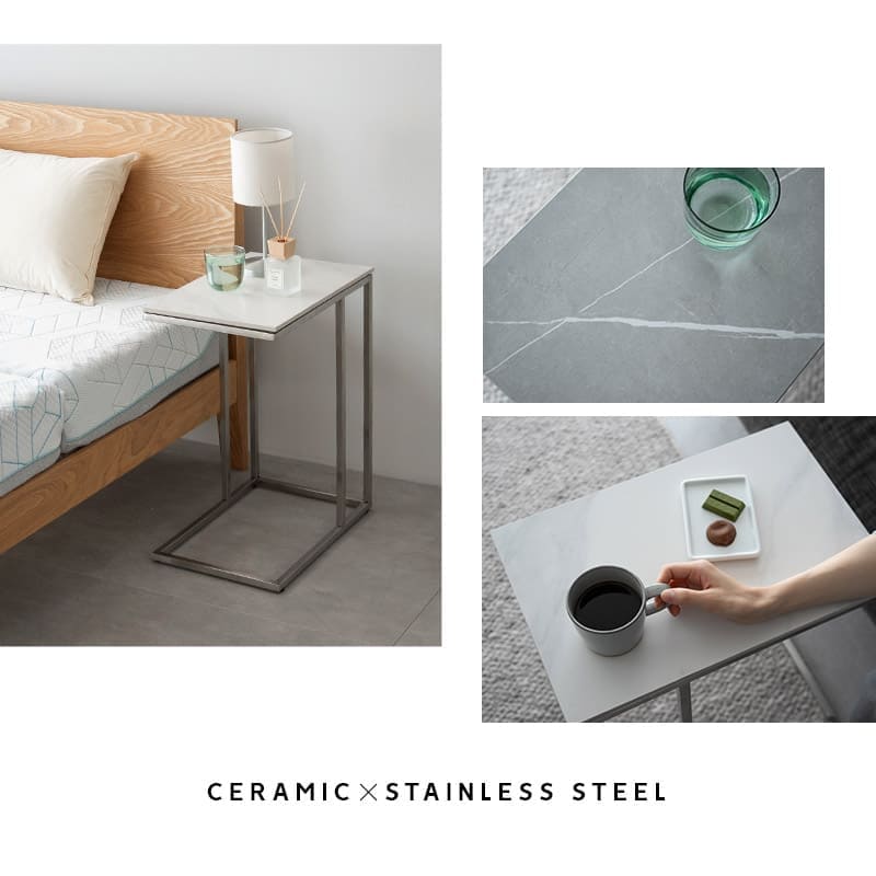 テーブル 大理石 サイドテーブル 角型 コの字 完成品 エンドテーブル ナイトテーブル コーヒーテーブル カフェテーブル ミニテーブル 天然大理石 ベッド ソファ デスク サイド 玄関 テーブル 机 北欧 韓国 シンプル モダン おしゃれ 大理石柄 ギフト 送料無料 グレーストーン