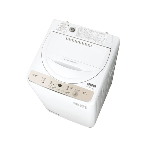 シャープ 洗濯機 6kg 縦型 上開き 穴なし槽 全自動洗濯機 ES-GE6H-N ゴールド SHARP