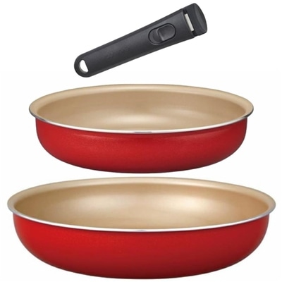 ドウシシャ フライパンセット 20cm+26cm+ハンドル 全熱源対応 evercook EIST3RD レッド DOSHISHA