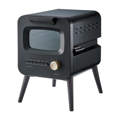 レコルト オーブントースター 2枚焼き 脚付き 縦型 スライドラックトースター RSR-2(BK) ブラック recolte