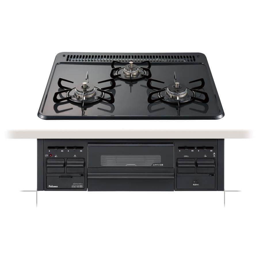 パロマ ガスコンロ 都市ガス用 3口 幅60cm 左右強火力 ビルトインコンロ 水無片面焼グリル PD-N36-13A Paloma