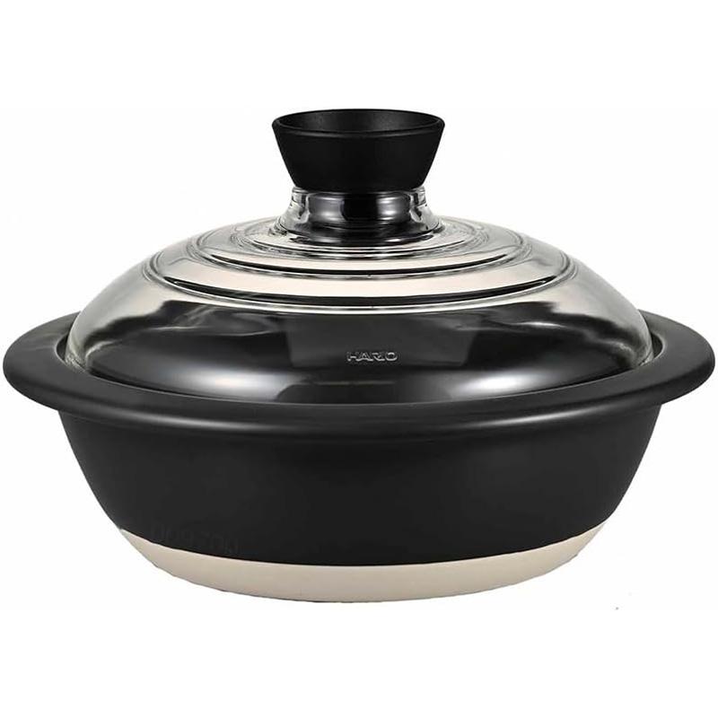 ハリオ 土鍋 フタがガラスの土鍋 8号 日本製 GDN-225-B-W ホワイト HARIO