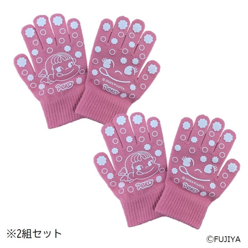 不二家 公式 ペコちゃんスイートミルキー軍手 （2枚セット） アクリル ポリエステル 子ども ペコちゃん ペコ ぺこちゃん キャラクター 軍手 日用品 キッズ